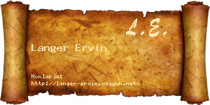 Langer Ervin névjegykártya